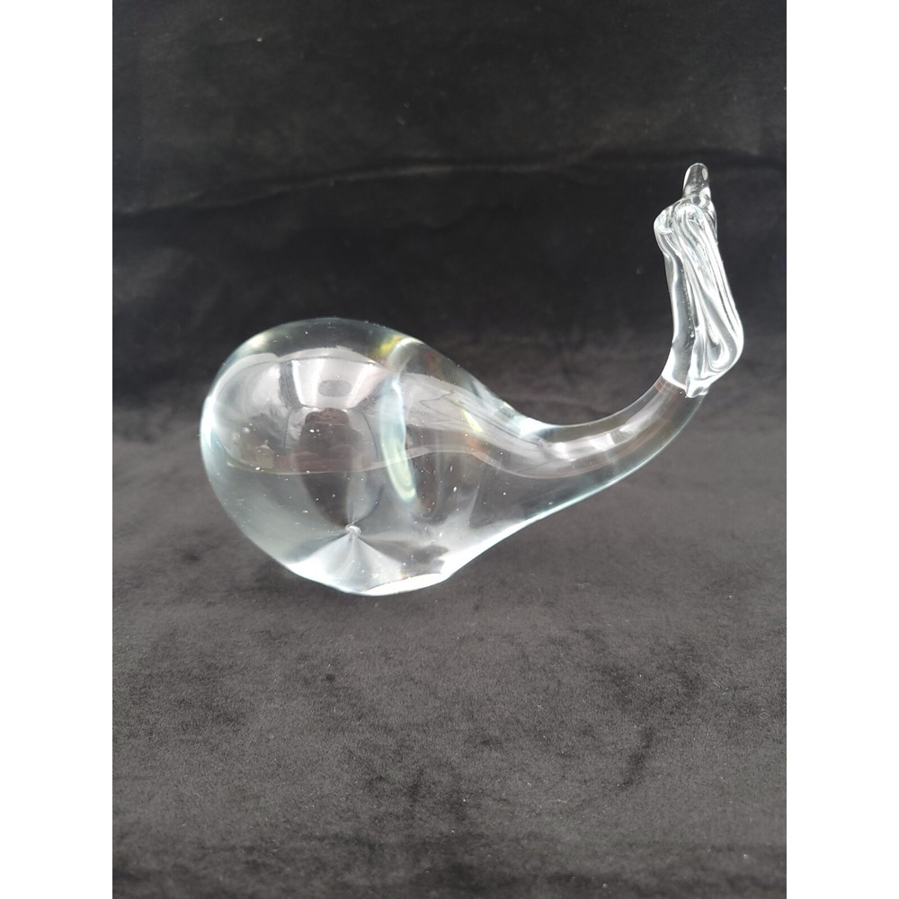 Vintage Whale Clear Glass Paperweight 5" long Interpur